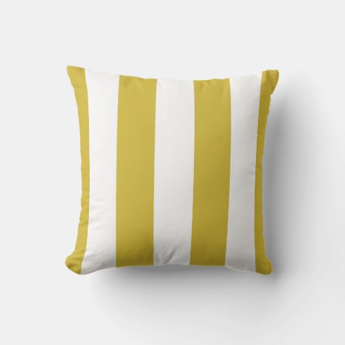 Mustard Yellow  White Striped Decorative Throw Pillow