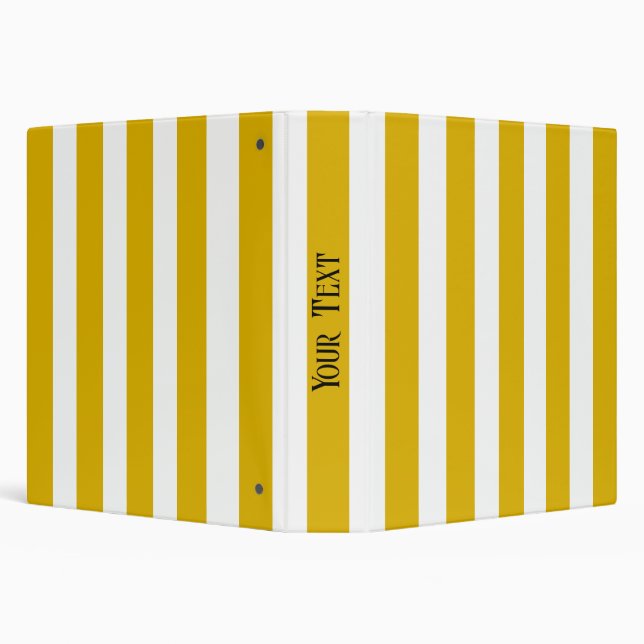 Mustard Yellow & White Stripes Personalized 3 Ring Binder (Background)