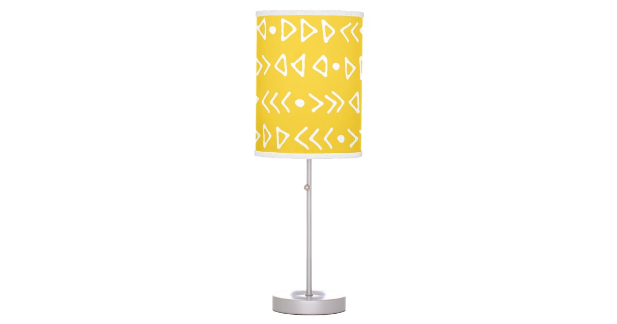 Mustard Yellow White Triangle Arrow Pattern Table Lamp Zazzle Com