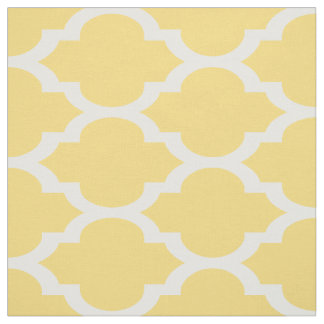 Mustard Yellow, Wht Moroccan Quatrefoil Pattern #4 Fabric