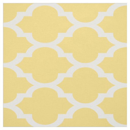 Mustard Yellow, Wht Moroccan Quatrefoil Pattern #4 Fabric