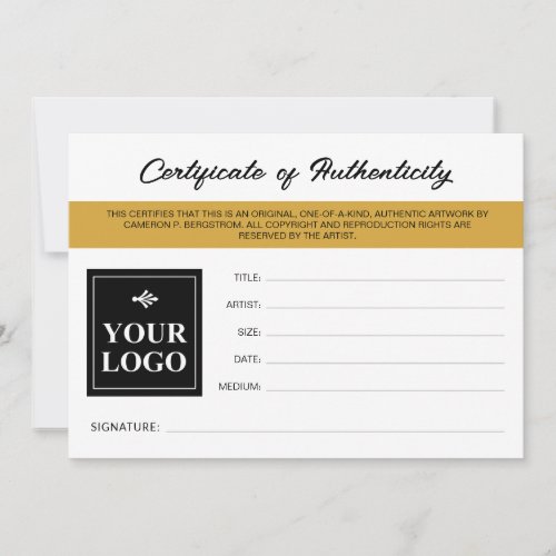 Mustard Your Logo Certificate of Authenticity