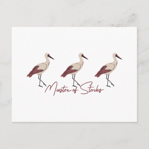 Muster of storks bird postcard