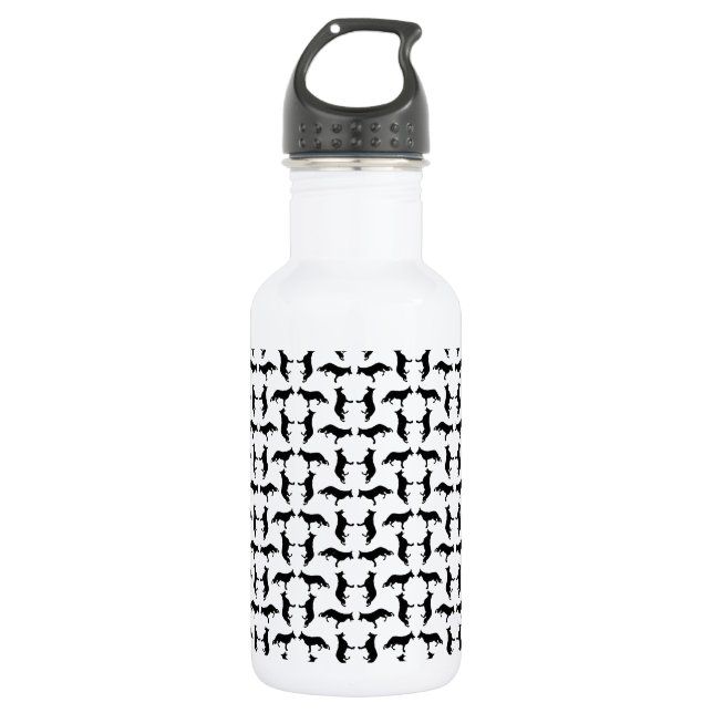 Muster Schäferhund Stainless Steel Water Bottle (Front)