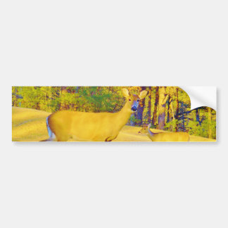 Musturd Colored Deer with light blue Bumper Sticker