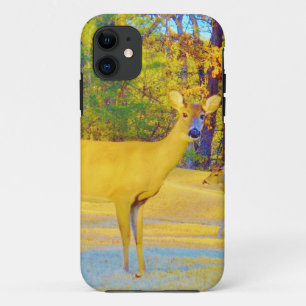 Musturd Colored Deer with light blue iPhone 11 Case