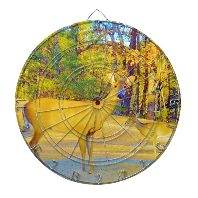 Musturd Colored Deer with light blue Dartboard (Front)
