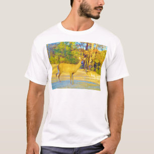 Musturd Colored Deer with light blue T-Shirt