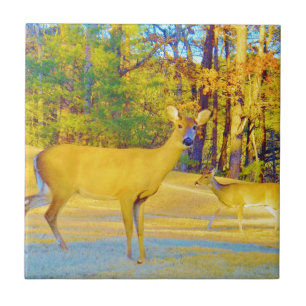 Musturd Colored Deer with light blue Tile