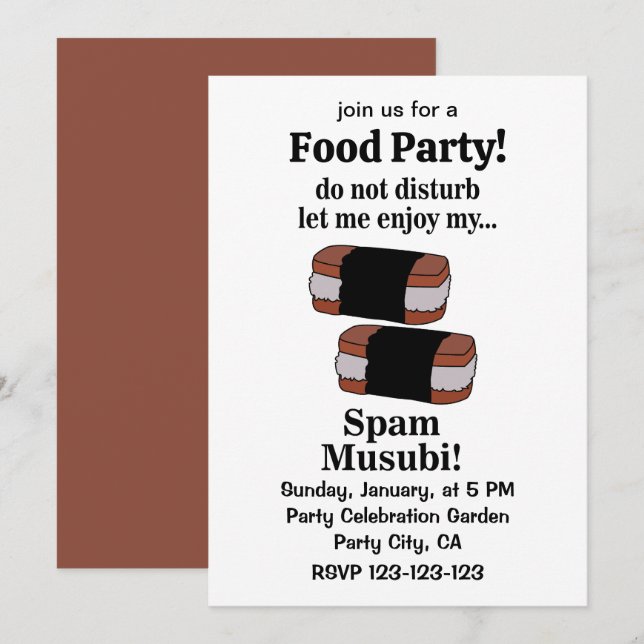 Musubi Let Me Enjoy My Spam Musubi Invitation (Front/Back)