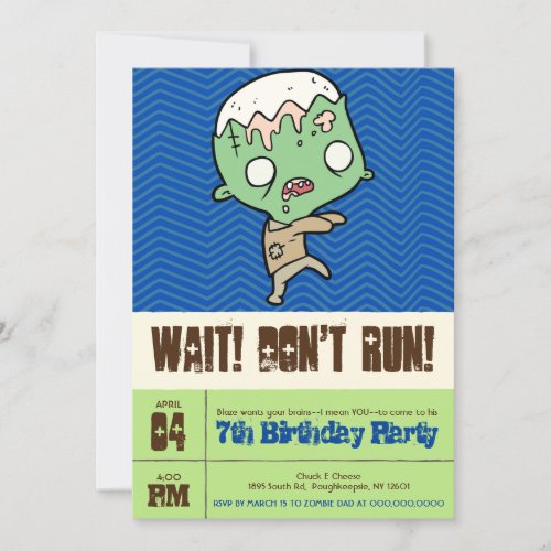 Mutant Zombie Custom Birthday Invitation