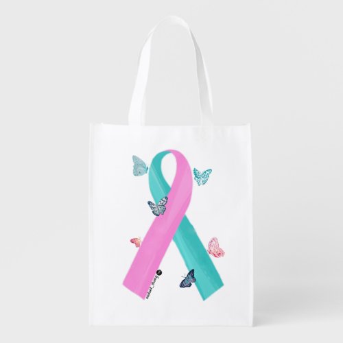 Mutantvivor DNA ribbon with small butterflies Groc Grocery Bag
