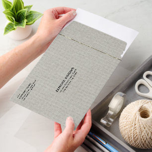 Mute Green Linen Fabric Texture Envelope Mailers