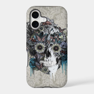 Mute, sunflower skull damask iPhone 17 case