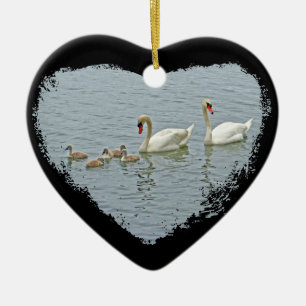 Mute Swan Famly Ceramic Ornament