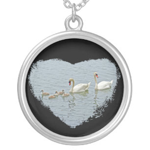 Mute Swan Famly Silver Plated Necklace