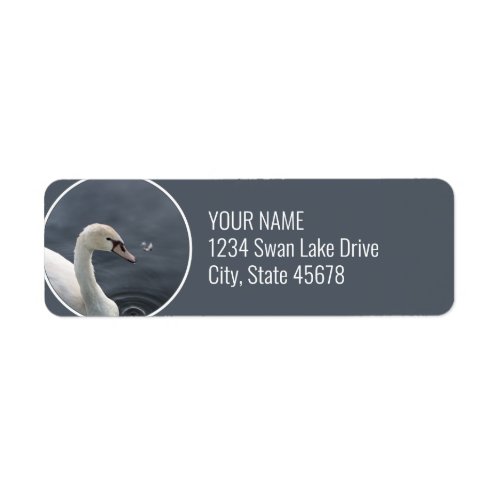 Mute Swan  Feather Blue Return Address Label