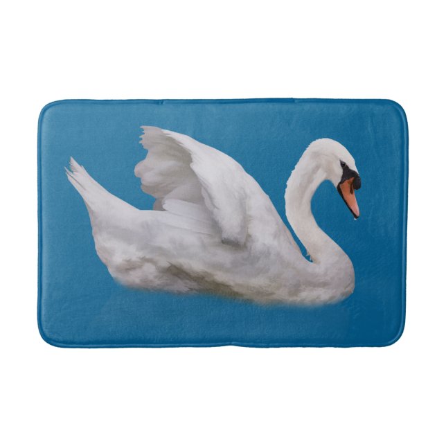 Mute Swan on Blue Bath Mat (Front)