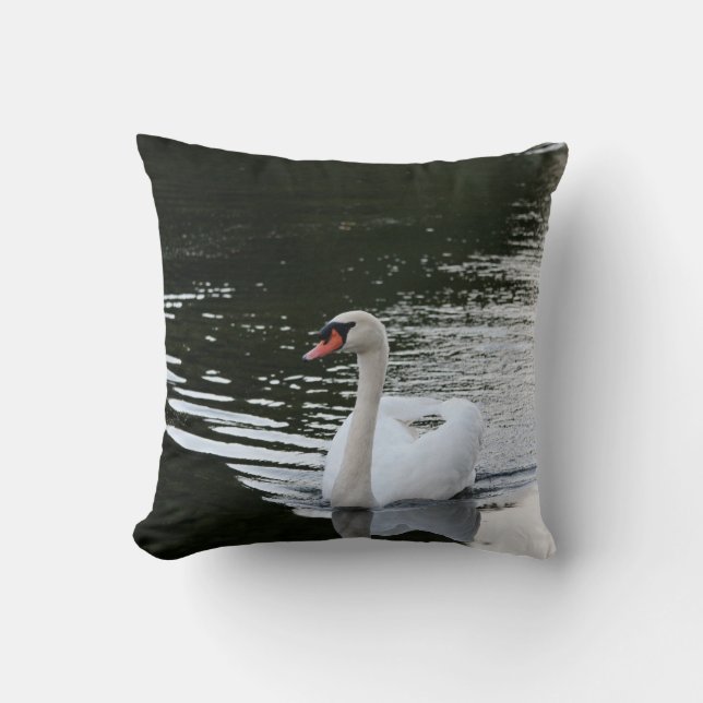 Mute Swan Throw Pillow (Front)