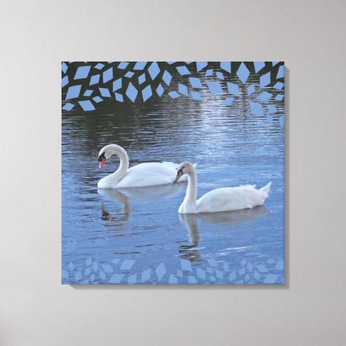 Mute Swans Scenic Blue Canvas Print