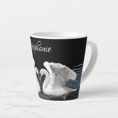 Mute White Swan Mirror Image Animal Photography Latte Mug