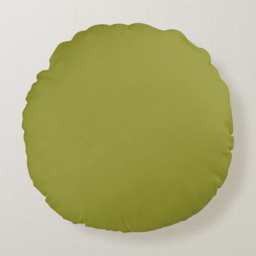 Muted Army Olive Green solid plain color Custom Round Pillow
