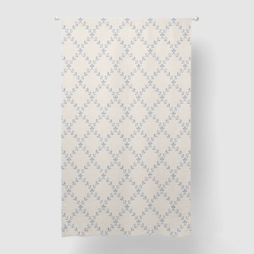 Muted Blue Floral Trellis Block Print Pattern Blackout Curtains