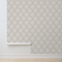 Muted Blue Floral Trellis Block Print Pattern