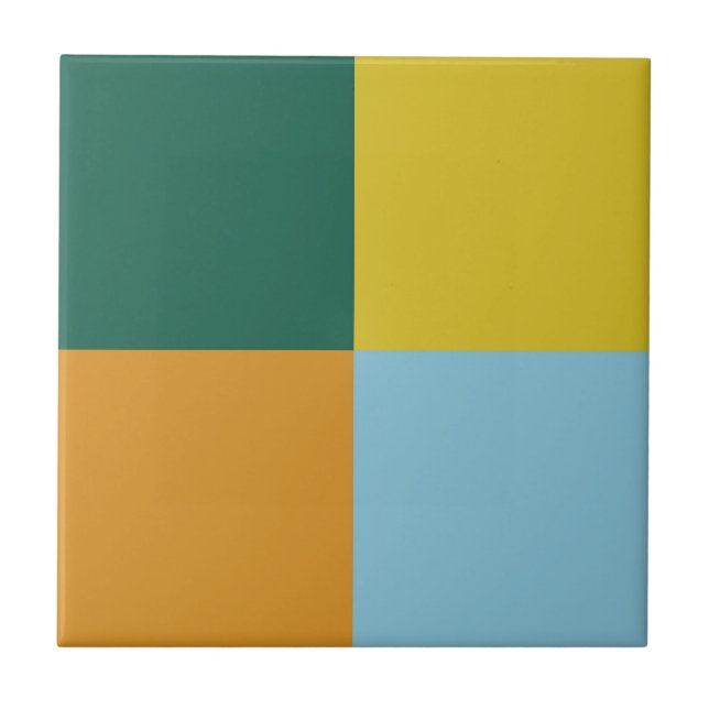Muted Blue Green Yellow Orange Combination Ceramic Tile (Front)