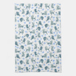 Muted Blue Poodles Tea Towel
