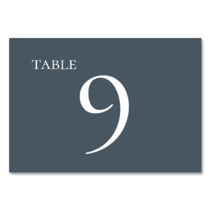 Muted Blue Simple Elegant Wedding Table Number