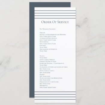 Muted Blue White Order Of Service Wedding Card by Ricaso_Wedding at Zazzle
