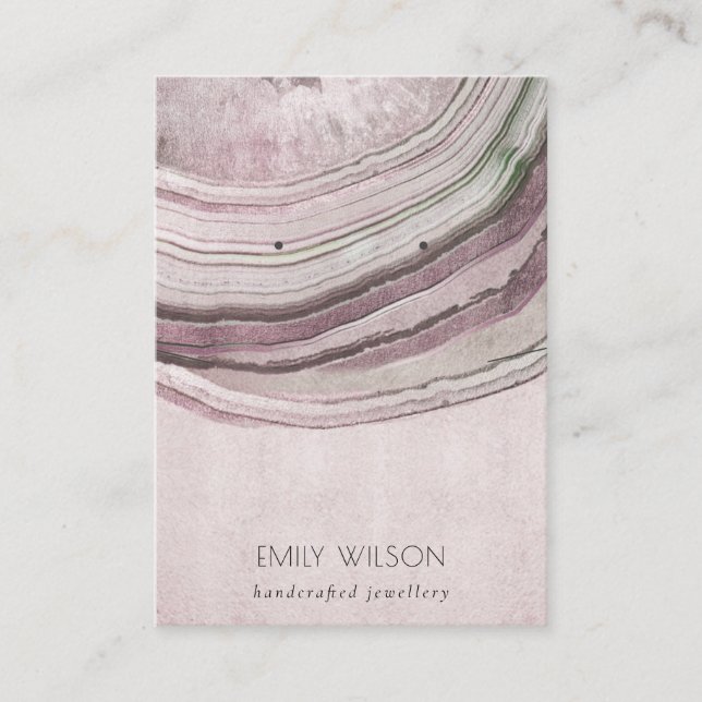 Muted Blush Agate Earthy Necklace Earring Display  Business Card (Front)