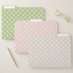 Muted Blush and Green Preppy Diamond Dots Pattern File Folder