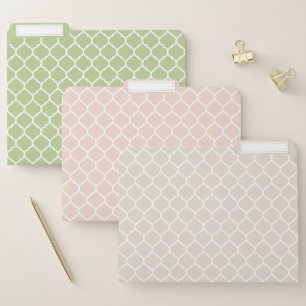 Muted Blush and Green Quatrefoil Pattern File Folder