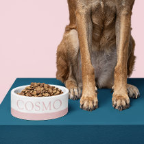 Muted Blush Pink Custom Pet Name Cat Dog Food Bowl