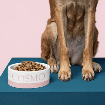 Muted Blush Pink Custom Pet Name Cat Dog Food Bowl by PaperGrape at Zazzle