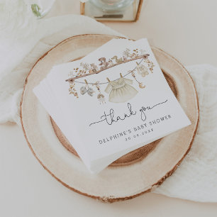 Muted Bohemian Baby Clothes Girl Baby Shower Napkins