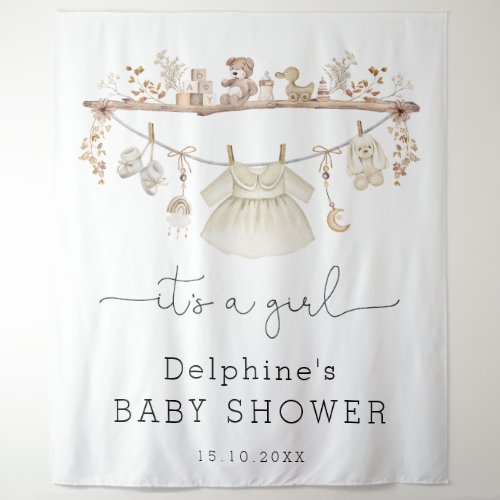 Muted Boho Baby Girl Dress Baby Shower Welcome Tapestry