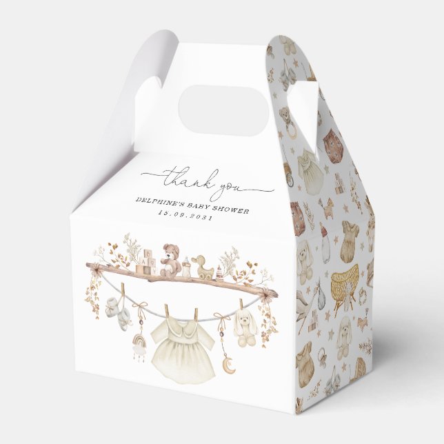 Muted Boho Nursery Baby Girl Shower Favor Boxes (Back Side)