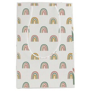 Muted boho rainbow scandi pattern medium gift bag