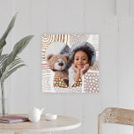 Muted Boho Shapes Heart Photo Faux Canvas Print<br><div class="desc">This sweet canvas features a modern boho print with muted taupe rainbows and circular shapes with touches of faux gold. A heart shaped photo sits in the center. This beautiful design is perfect for a child's room,  or to add a beautiful delicate print to any space.</div>