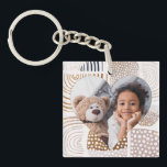 Muted Boho Shapes Heart Photo Keychain<br><div class="desc">This sweet keychain features a modern boho print with muted taupe rainbows and circular shapes with touches of faux gold. A heart shaped photo sits in the center. This beautiful design is perfect as a thoughtful gift for mom or daughter, or any loved one on their special day or holiday....</div>