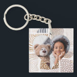 Muted Boho Shapes Heart Photo Keychain<br><div class="desc">This sweet keychain features a modern boho print with muted taupe rainbows and circular shapes with touches of faux gold. A heart shaped photo sits in the center. This beautiful design is perfect as a thoughtful gift for mom or daughter, or any loved one on their special day or holiday....</div>