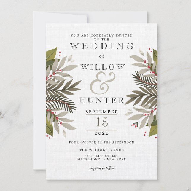 Muted Botanical | Earth Colors | Wedding Invitation (Front)
