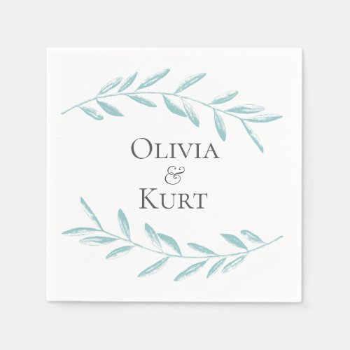 Muted Botanical Foliage Wedding Napkins