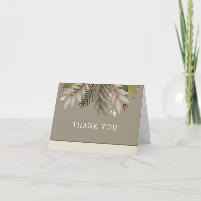 Muted Botanical Wedding Folded Thank You Card (Front)