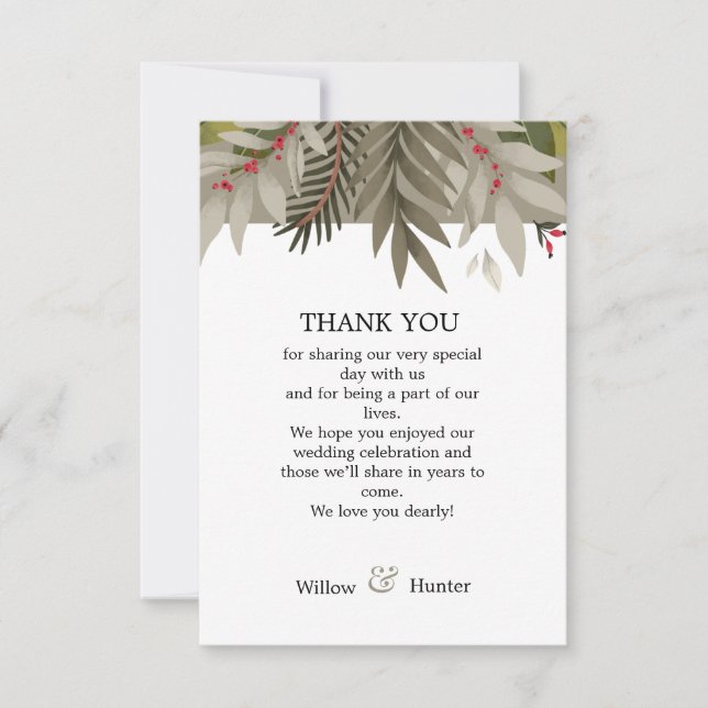 Muted Botanical Wedding Thank You (Front)