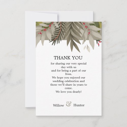 Muted Botanical Wedding Thank You