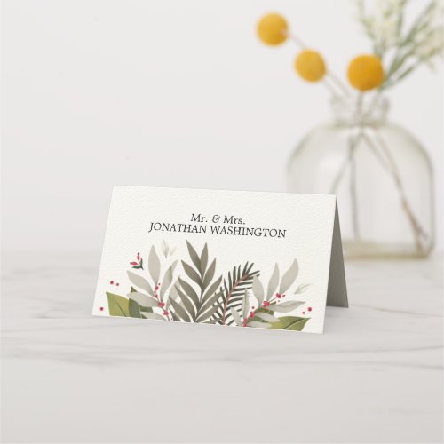 Muted Botanicals Theme Wedding Place Card